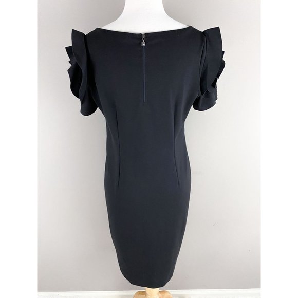 Pietro Brunelli Black Capri Designer Rose Ruffle Sheath Maternity Dress Medium - Picture 4 of 5